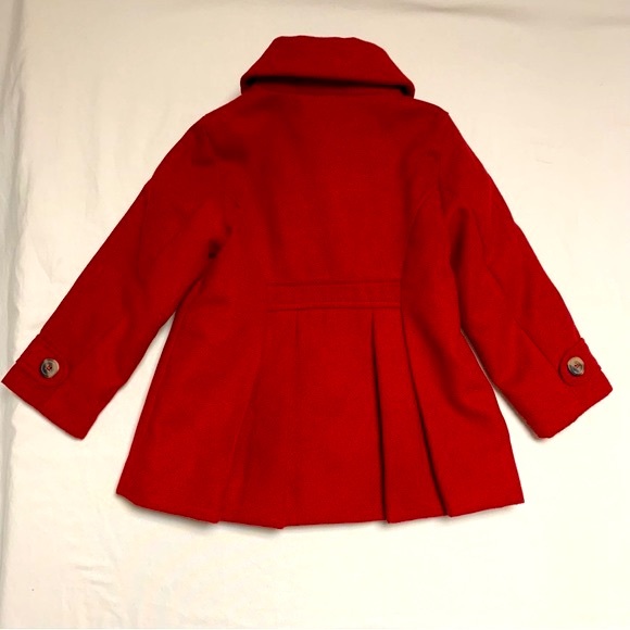 🆕 Red Pea Coat Girl’s 4T Preppy Classic Warm Winter Button Up Old Navy Holiday - Picture 3 of 8